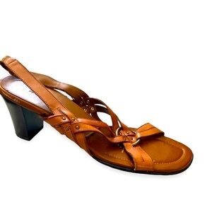 Naturalizer Brown Leather Slingback Block Heels